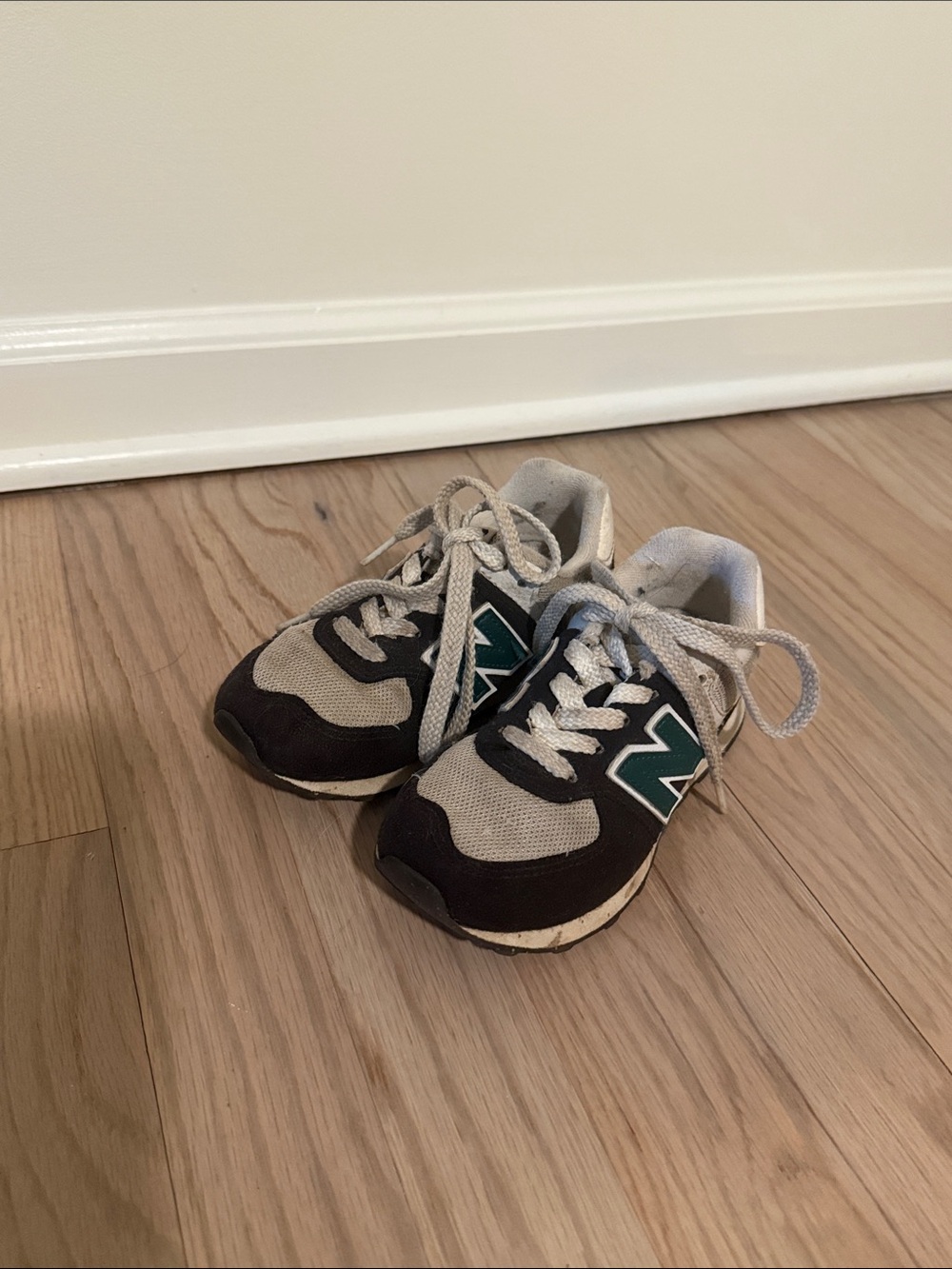 New Balance Kids Beige, Black & Green Athletic Sneakers